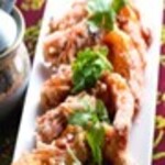 Fried shrimp with garlic sauce (4 pieces)