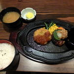 羅布乃瑠 沙羅英慕 - なめ茸おろしぽん酢ハンバーグと特製海老カツセット \1145
