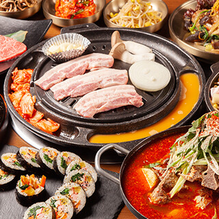 5,500 yen course where you can enjoy samgyeopsal and pork ribs