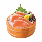 Bright salmon sashimi