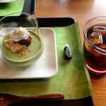 富士茶庵 - 信玄餅の抹茶パンナコッタとアイスコーヒー