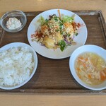 Irodori Chuuka Take - 本日のエビ料理ランチ(エビマヨ・ご飯・小鉢・スープ・ドリンク)　1,100円