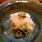 神楽坂 石かわ - 蟹とカニ味噌　菊とジュレがけ