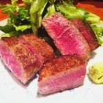 加藤牛肉店 銀座 - ランプ、サーロイン、シャトーブリオン わさびだけで食べてくださいって。(^o^)