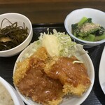 ささら - 切り昆布旨煮 二色フライ 小松菜おひたし