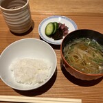 夢窓庵 - ご飯　お漬物　素麺