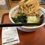 山田うどん 本店 - 天ぷらそば 560円 + 麺大盛 100円