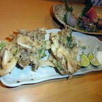 焼酎と手しごと料理の店　まさや - 白エビと舞茸のかき揚げ