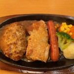 Suteki Miya - ハンバーグ　チキン　米食べないでオカズのみ2セット食った。　腹一杯