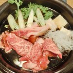 大和 - 特選高級和牛すき焼定食 1480円 のすき焼き