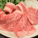 特選高級和牛すき焼定食 1480円 の霜降り特選高級和牛