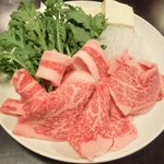 大和 - 特選高級和牛すき焼定食 1480円 の霜降り特選高級和牛