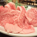 大和 - 特選高級和牛すき焼定食 1480円 の霜降り特選高級和牛