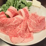 大和 - 特選高級和牛すき焼定食 1480円 の霜降り特選高級和牛