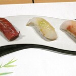 Sushi Tempura Gi On Iwai - 中トロ　平目　カンパチ　