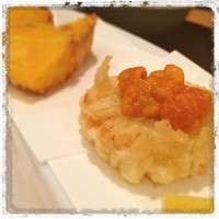 味街道 五十三次 - ウニがのったホタテの天ぷらをいただきまーす