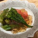 鮨なかもと - オクラとプチプヨトマト和風ジュレがけ