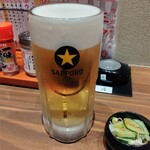 Shinjidai - ビールが190円で右のちっちぇお通しは300円WWW