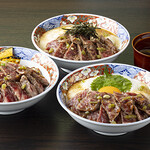 Oshokujidokoro Kyouya - 和牛丼３種（わさびソース）　和牛月見・和牛とろろ・和牛焼き野菜
