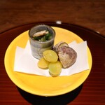 堺町 かもくら - 松茸と水菜の煮浸し　栗の渋皮煮の唐揚げ　銀杏