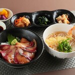 京都 ことこと - 2023.12-ぶり漬け丼と海老天にゅう麺定食