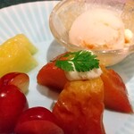 花仙庵 仙仁温泉 岩の湯 - 焼き林檎とキャラメル林檎のアイス