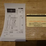 Touyou Ken - 今回の伝票と駐車券