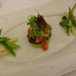 オーベルジュ・ドゥ・オオイシ - 天然夏ガキのムニエルと軽い酸味の野菜マリネー