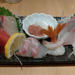 Fukusushi - ●夕食 単品。生B 500X+刺し(鮑ｱﾜﾋﾞ1490X2+7種盛1590)+ﾀﾗ白子ﾎﾟﾝ酢990=6,560円 