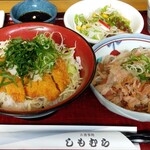 お食事処しもむら - ミニ醤油カツ丼・おろし蕎麦セット(1,050円)　カツはサクサク、醤油ダレも良い味で美味しかったです。ただミニ醤油カツ丼にしたせいか、お肉がとてつもなく薄かったです