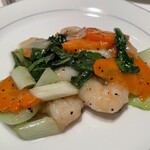 中国料理 四川 - 小海老とチンゲンサイの黒胡椒炒め