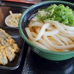 讃岐うどん 海侍 - 料理写真:かけうどん（中）＆なすの天ぷら