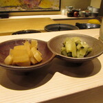 鮨 たかはま - ブロック生姜・埼玉の杓子菜漬け