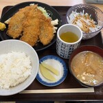 やまだや - あじフライ定食、ごはんも味噌汁も大根サラダも鯵を引き立てます