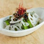 GONPACHI - 権八ナムル(Namuru Lotus root,komatuna and seaweed dressed with sesame oil)　400円