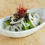権八 - 権八ナムル(Namuru Lotus root,komatuna and seaweed dressed with sesame oil)　400円