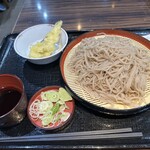 そば三昧 - 【2023.11.9(木)】もりそば（並盛180g）550円＋無料天ぷら