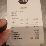 キッチン トット - 今回のレシート