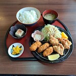 おやじ - 牡蠣パラダイス!!定食(牡蠣+唐揚げ、ご飯 中280g)
