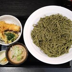 Fujinobou Kizen - 掛川深蒸し茶そば大盛りとミニ天丼