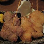 Nishi Funa Sakaba Guinomi Jokki - 串揚げ：アスパラ肉巻き＆玉葱