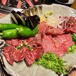 炭火焼肉　じもんじゅ - ワサビ醤油で頂くお肉