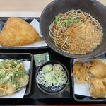 もつ次郎 - 料理写真:アジフライ　200円 から揚げ（5個）200円とゆで太郎の季節限定・ほぼ海老だけのかき揚げそば　750円！