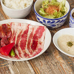 Tororo Cow tongue and beef short Yakiniku (Grilled meat) set