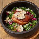 Stone-grilled bibimbap with foie gras and truffles