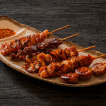 Assortment of 5 types of carefully selected local chicken Yakitori (grilled chicken skewers)