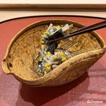 御料理 寺沢 - クロカワ､林檎､胡瓜､菊花の胡桃和え