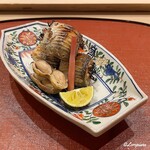 御料理 寺沢 - 松茸の魳巻と茹で落花生