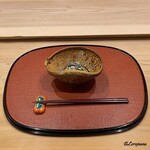 御料理 寺沢 - クロカワ､林檎､胡瓜､菊花の胡桃和えの先付