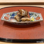 御料理 寺沢 - 松茸の魳巻と茹で落花生